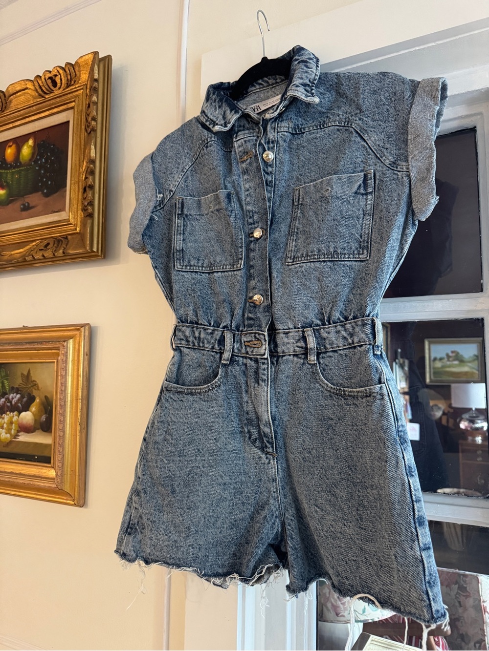 Zara Denim Short Romper - Acid Wash